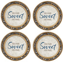 Home Sweet Home Amber Goldtone 4.5 Inch Jeweled Coaster Set of 4