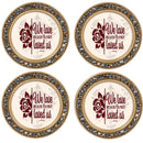 Pray More Worry Less Aqua Silvertone 4.5 Inch Jeweled Coaster Set of 4