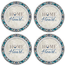 Home is Where the Heart Is Aqua 4.5 Inch Jeweled Coaster Set of 4