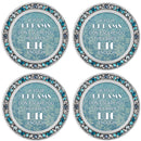 You Are Loved Aqua Silvertone 4.5 Inch Jeweled Coaster Set of 4