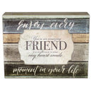 Front facing view of music box with sentiment