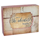 Front facing view of music box with sentiment