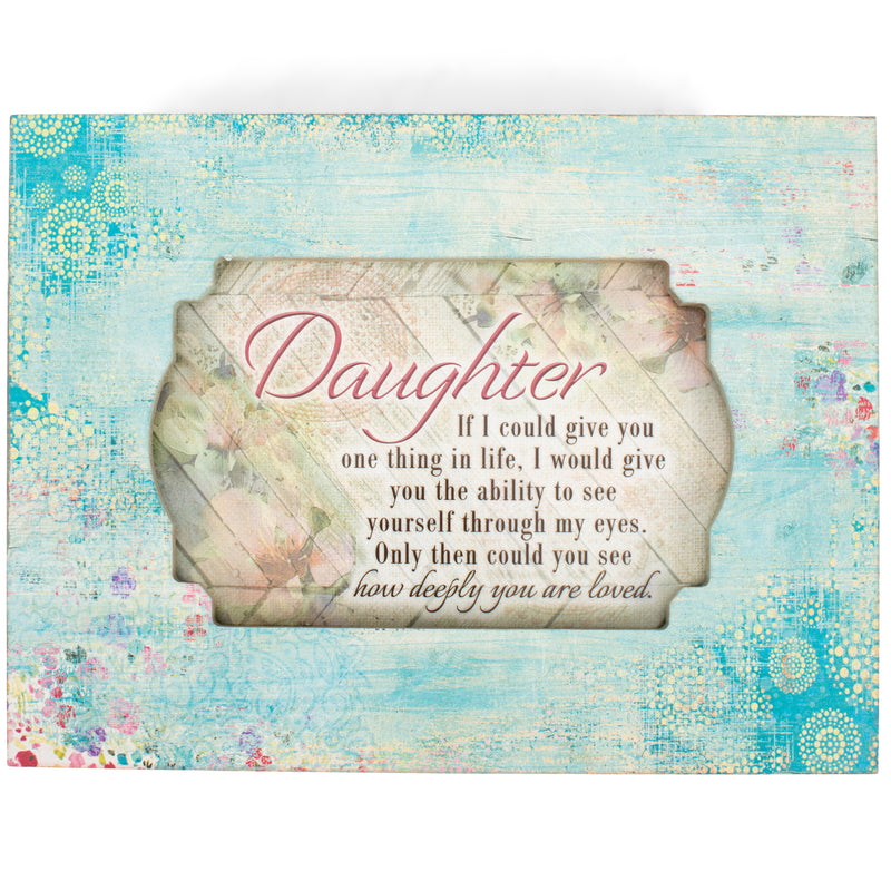 Cottage Garden Daughter You are Loved Aqua Medallion Decoupage Music Box Plays You are My Sunshine
