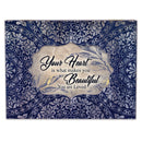 Front facing view of music box with sentiment