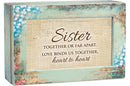 Cottage Garden Sister Together Heart to Heart Distressed Wood Jewelry Music Box Plays Tune Wonderful World