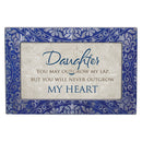 Cottage Garden Daughter Never Outgrow Heart Denim Decoupage Petite Music Box Plays You are My Sunshine