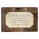 Front facing view of music box with sentiment