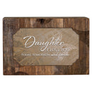 Front facing view of music box with sentiment