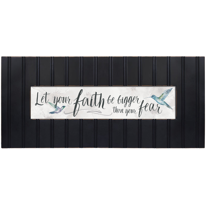 Cottage Garden Let Your Faith Be Bigger Than Fear Decorative Black 22 x 8 Panoramic Wall Photo Frame Plaque