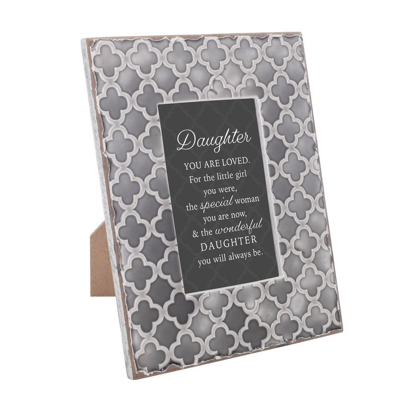 Daughter You Are Loved 9.5 x 7.5 Embossed Grey Moroccan Frame