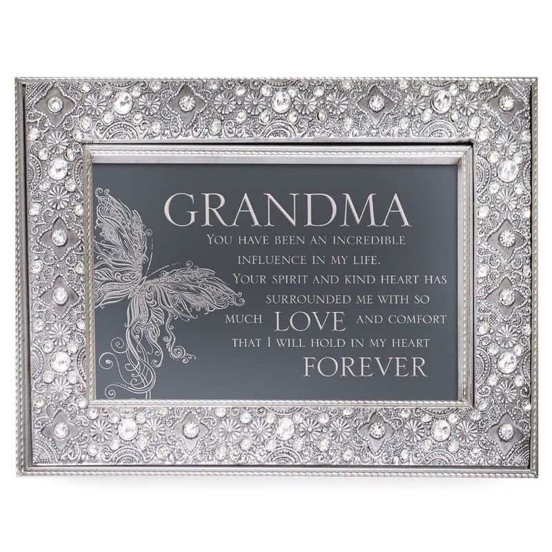 Cottage Garden Grandma in My Life Much Love Filigree Jewel Bead Silver Tone Music Box Plays Canon D