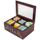 Cottage Garden Tea Cherry Woodgrain 9 x 6.25 Pine Wood Tea Storage Chest