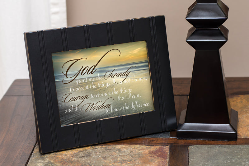 Serenity Prayer Ocean Black 8 x 10 Framed Art Plaque - Holds 5x7 Photo