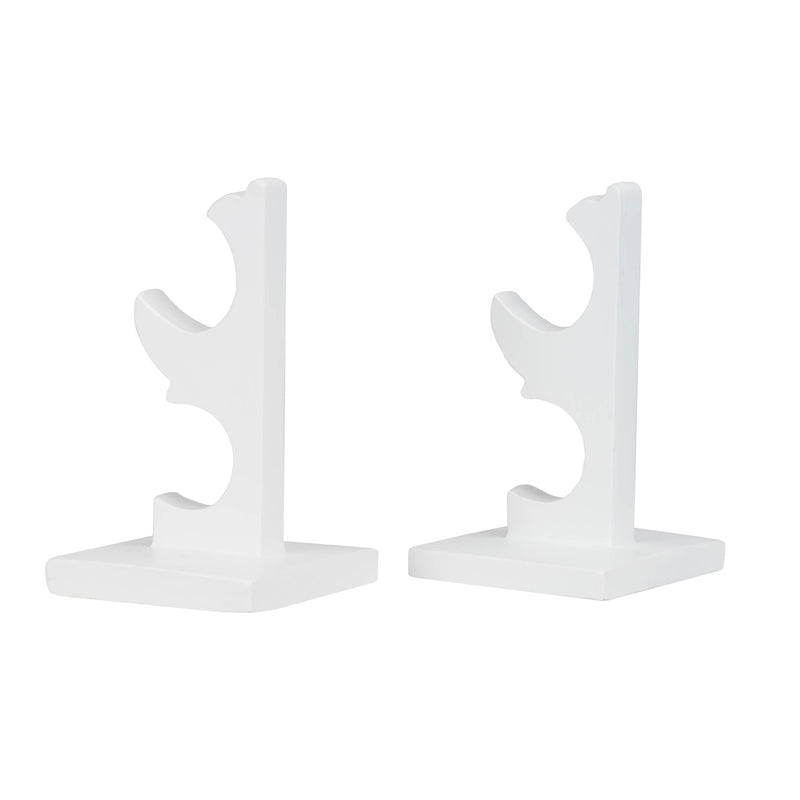 Cottage Garden Scrolled White Woodgrain 4.5 inch Resin Wand Stand 2 Piece Set