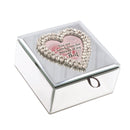 Loved Bottom Heart Rhinestone Mirror Music Box Plays Amazing Grace