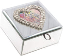 Mom Live Heart Rhinestone Mirror Music Box Plays Wind Beneath My Wings