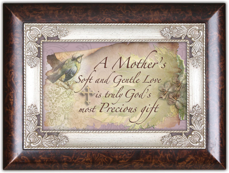 Cottage Garden Mothers Soft Gentle Love is Gods Burlwood Jewelry Music Box Plays Amazing Grace