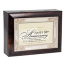 Cottage Garden Happy 50th Anniversary Burlwood Jewelry Music Box Plays Wind Beneath My Wings