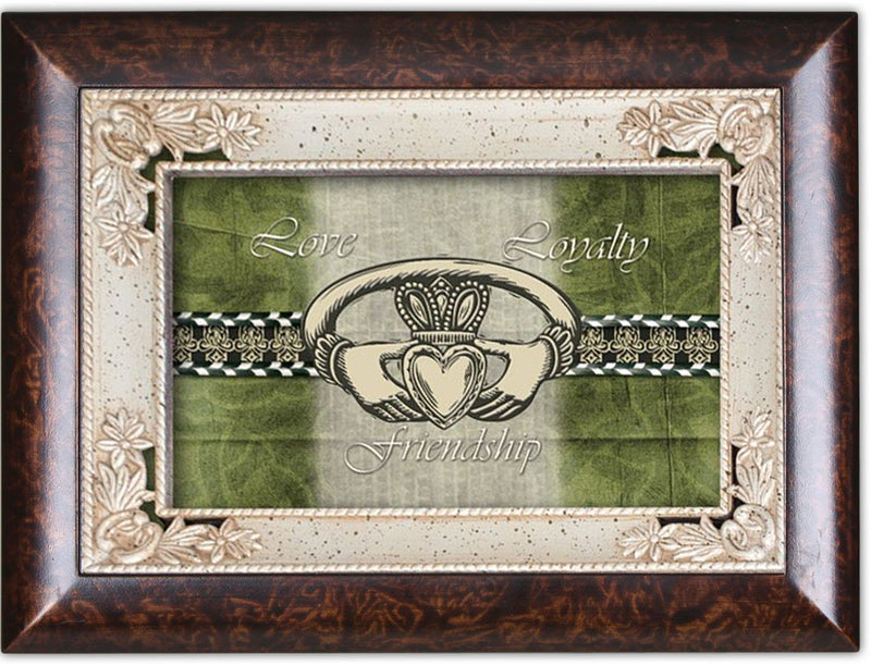 Love Loyalty Friendship Claddagh Burlwood Music Box Plays Irish Eyes