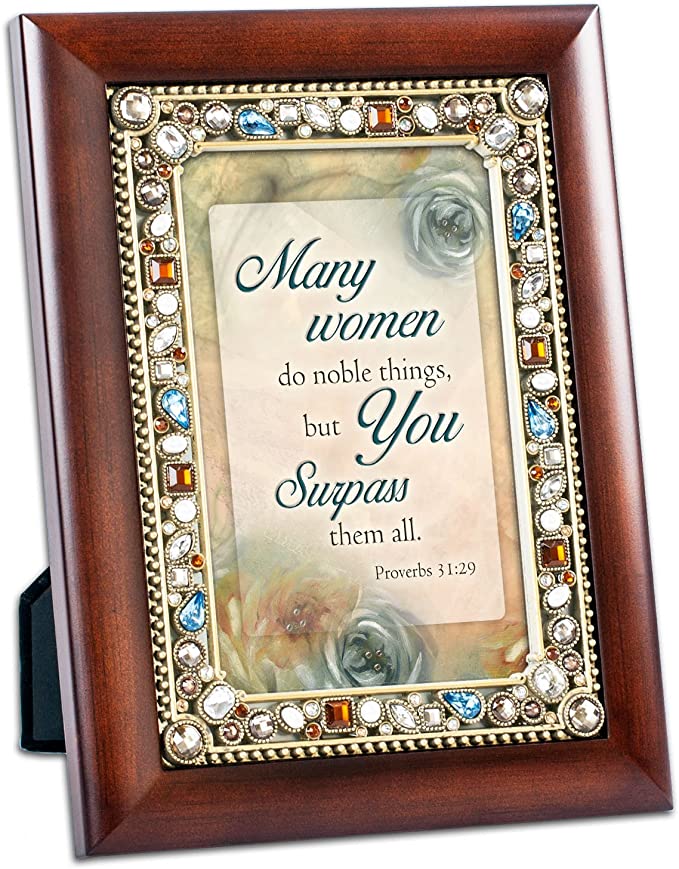 Cottage Garden Many Women do Noble Things Religious Jeweled 4" x 6" Photo Picture Frame Inspirational Art Work