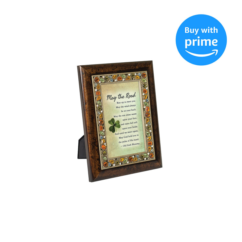 Cottage Garden Irish Blessing May The Road Amber Earth Tone Easel Back Photo Frame