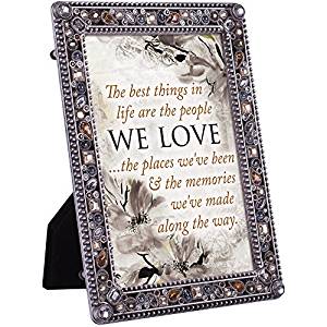 Cottage Garden People Love Places and Memories Jeweled Pewter Colored 5 x 7 Easel Back Photo Frame