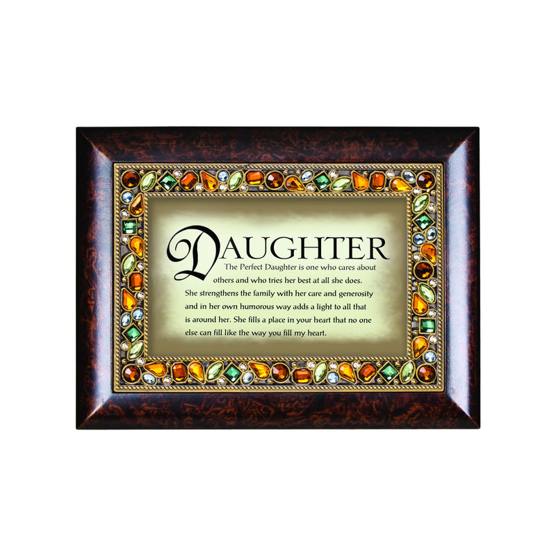 Cottage Garden Perfect Daughter Cares About Others Amber Earth Tone Jewelry Music Box Plays Wonderful World