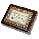 Cottage Garden Serenity Prayer Italian Style Burlwood Finish Decorative Jewel Lid Musical Jewelry Box - Plays How Great Thou Art
