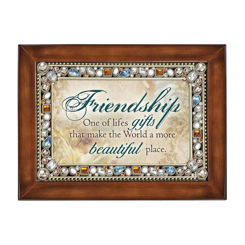 Cottage Garden Friendship Life's Gift Woodgrain Jewelry Music Box Plays What Friends are for