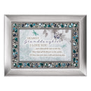 Granddaughter I Love You Brushed Silvertone Blue Jeweled Music Box Plays Wonderful World