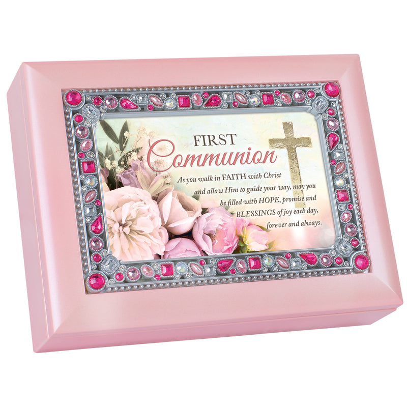 First Communion Walk Faith Blush Pink Music Box Plays Friend In Jesus