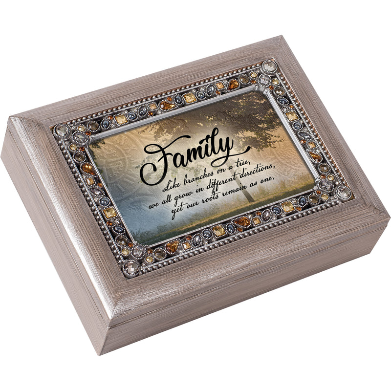 Family Many Branches Brushed Pewter Music Box Plays Wonderful World
