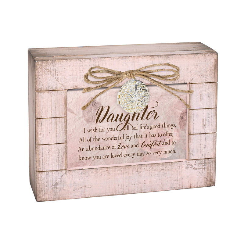Cottage Garden Daughter You are Loved Blush Pink Distressed Locket Music Box Plays You Light Up My Life