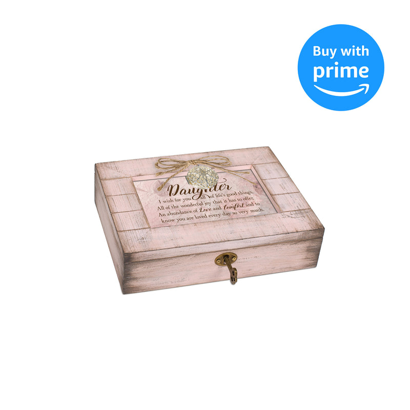 Cottage Garden Daughter You are Loved Blush Pink Distressed Locket Music Box Plays You Light Up My Life