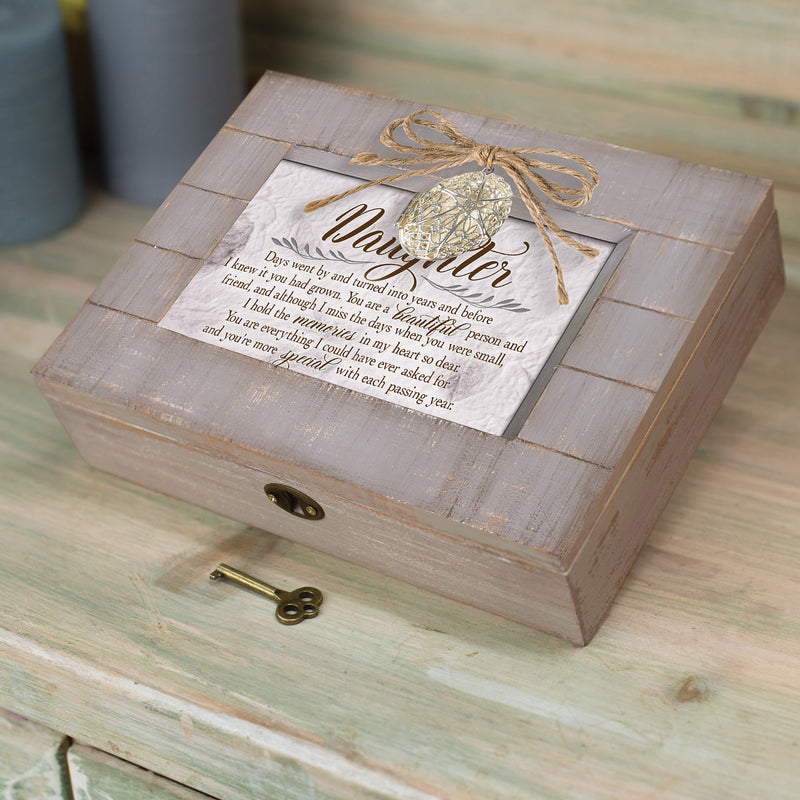 Cottage Garden Daughter Days Turned Into Years Grey Distressed Locket Music Box Plays Edelweiss