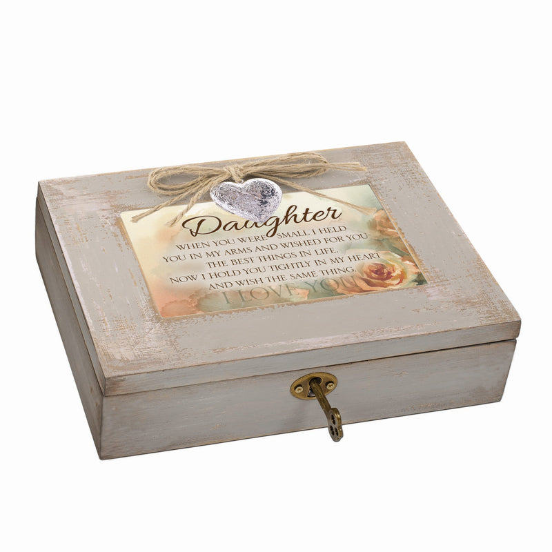 Cottage Garden Daughter Best Things in Life Taupe Wood Locket Music Box Plays You are My Sunshine