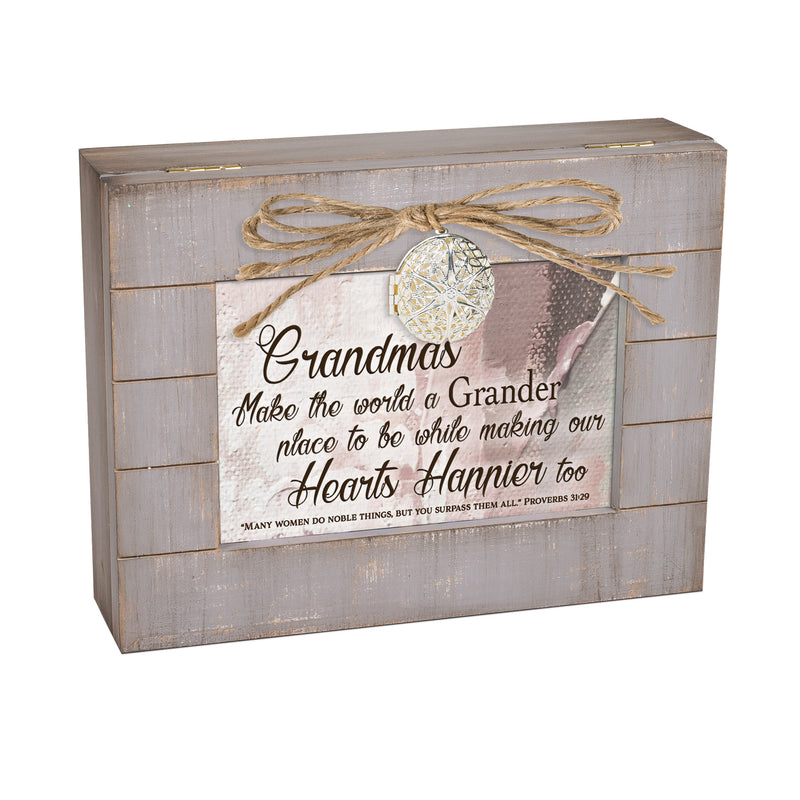 Cottage Garden Grandmas Make World Happier Grey Distressed Locket Music Box Plays How Great Thou Art