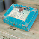 Cottage Garden Daughter Call Listen Need Me Be There Teal Distressed Jewelry Music Box Plays Wonderful World