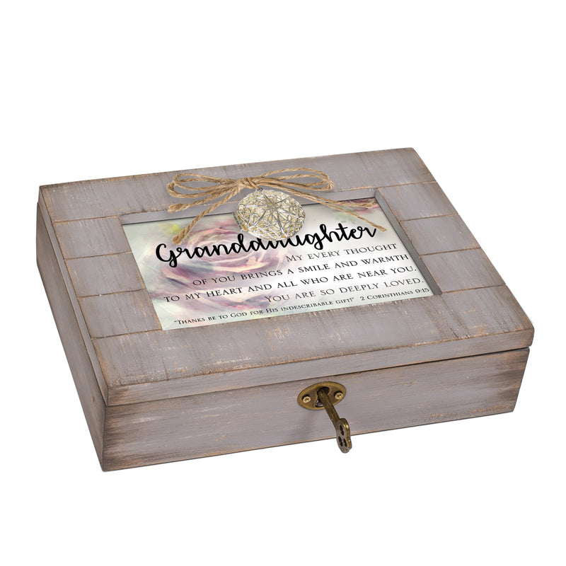 Cottage Garden Granddaughter You are Loved Grey Distressed Locket Music Box Plays Friend in Jesus
