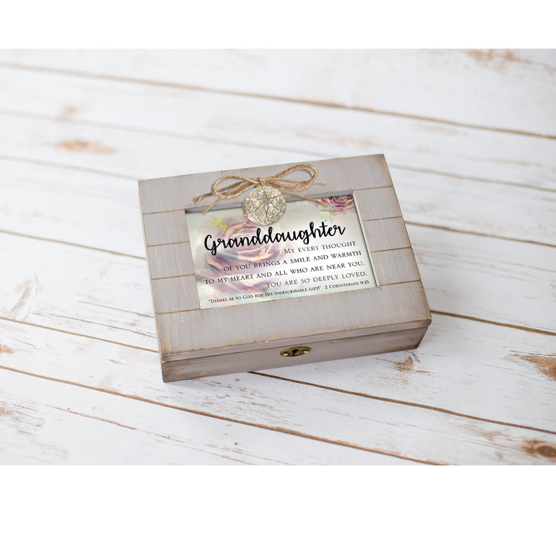 Cottage Garden Granddaughter You are Loved Grey Distressed Locket Music Box Plays Friend in Jesus