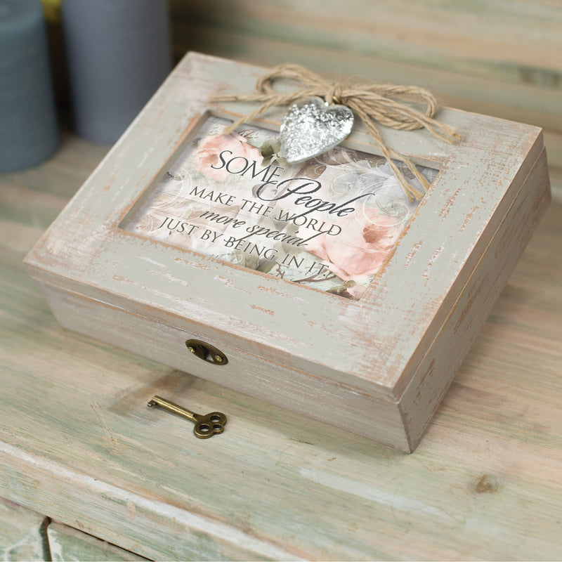 Cottage Garden Make World Special Natural Taupe Wood Locket Music Box Plays What a Wonderful World