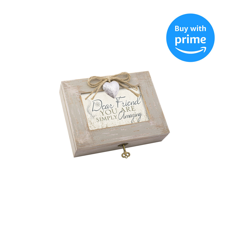 Cottage Garden Friend Amazing Distressed Wood Locket Jewelry Music Box Plays Tune That's What Friends are for