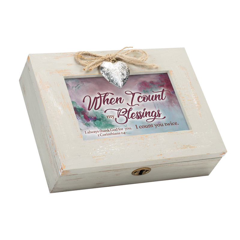 Count Blessings Count You Twice Locket Music Box Plays Amazing Grace