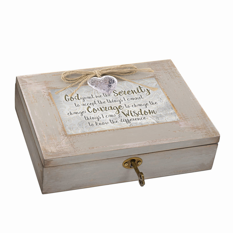 Cottage Garden God Grant The Serenity to Accept Natural Taupe Jewelry Music Box Plays Amazing Grace