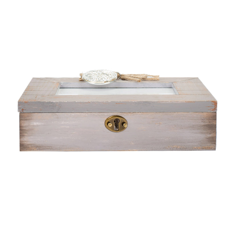 Cottage Garden God Grant The Serenity to Accept Natural Taupe Jewelry Music Box Plays Amazing Grace
