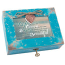 Cottage Garden Life Like Ocean Beautiful Calm Still Teal Distressed Jewelry Music Box Plays Wonderful World