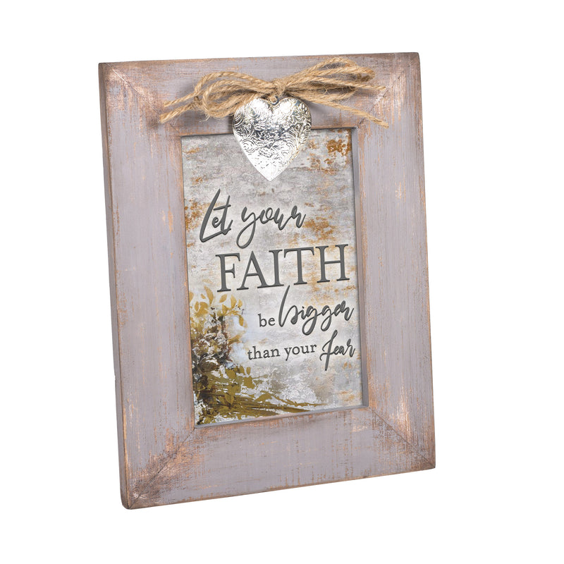 Faith Bigger Than Fear Inspirational Grey Locket Picture Frame