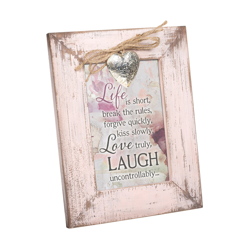 Cottage Garden Forgive Quickly Kiss Love Laugh Blush Pink Distressed Locket Easel Back Picture Frame