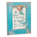 Cottage Garden Let Your Faith Be Bigger Than Fears Teal Distressed Locket Easel Back Picture Frame