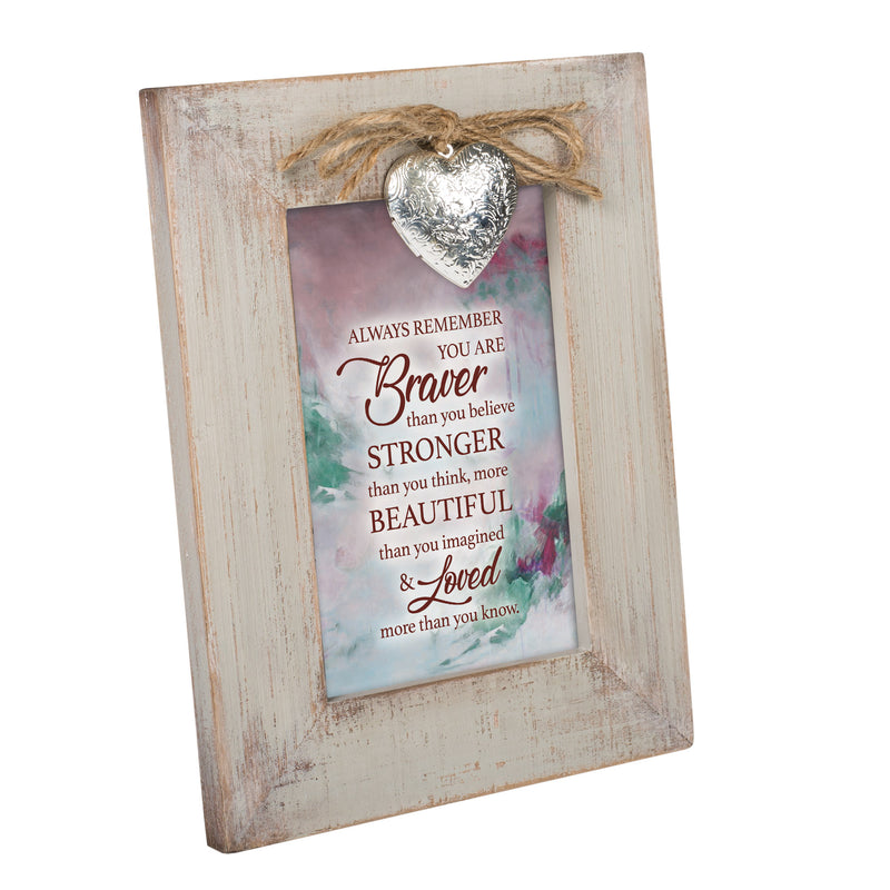 Braver Stronger Beautiful Wood Locket Picture Frame
